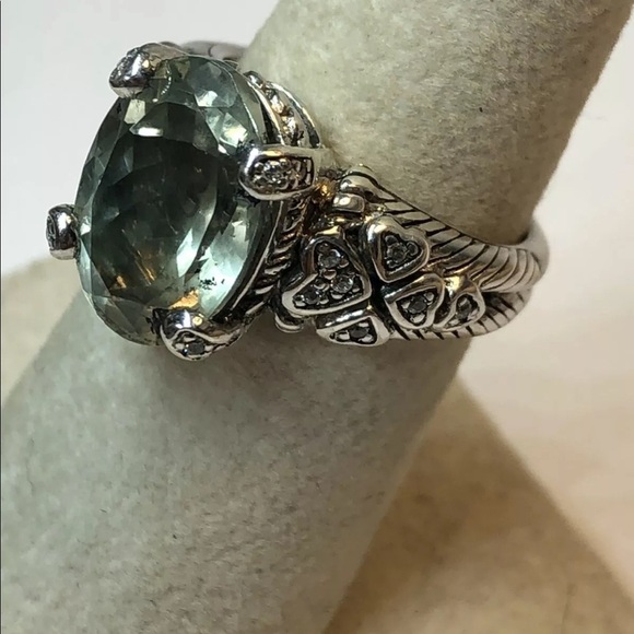 JUDITH Ripka 925 SS prasiolite size 7 ring - Picture 5 of 15
